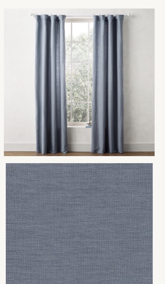 New Restoration Hardwar Baby&Child WASHED LINEN-COTTON DRAPERY PANEL Ocean 50×84