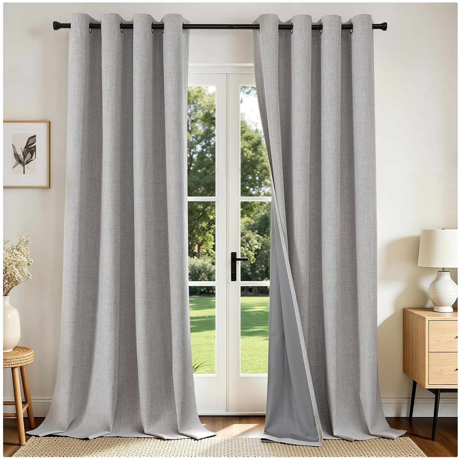 Elegant Linen-Textured Blackout Curtains 96″ – 2 Panels