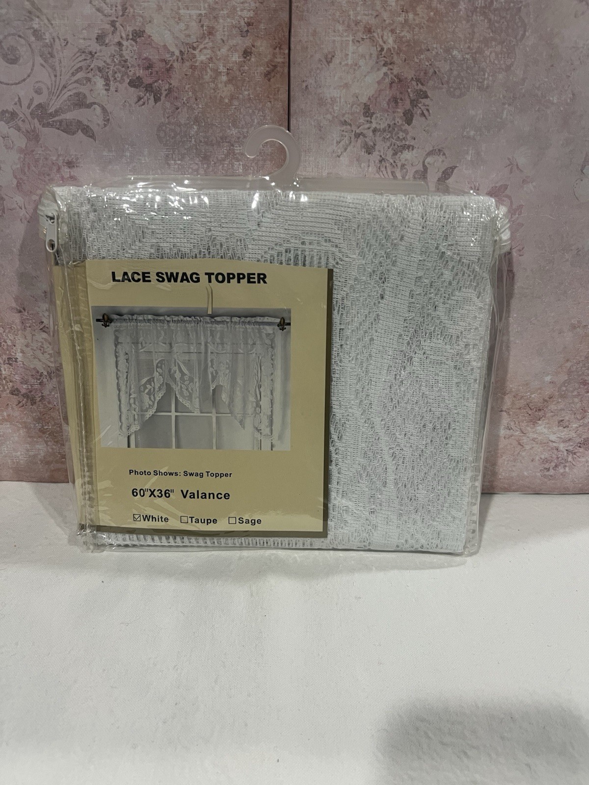 Lace Swag Curtain Valance White 60 by 36 in White in color NEW #2