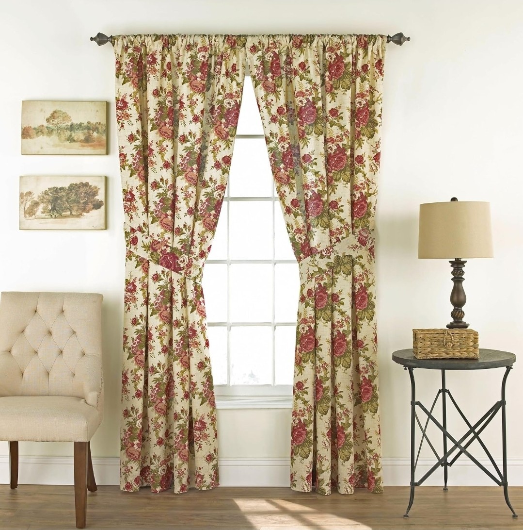 Waverly NORFOLK Valance Tea Stain Modern Farmhouse Rose Floral 60×16