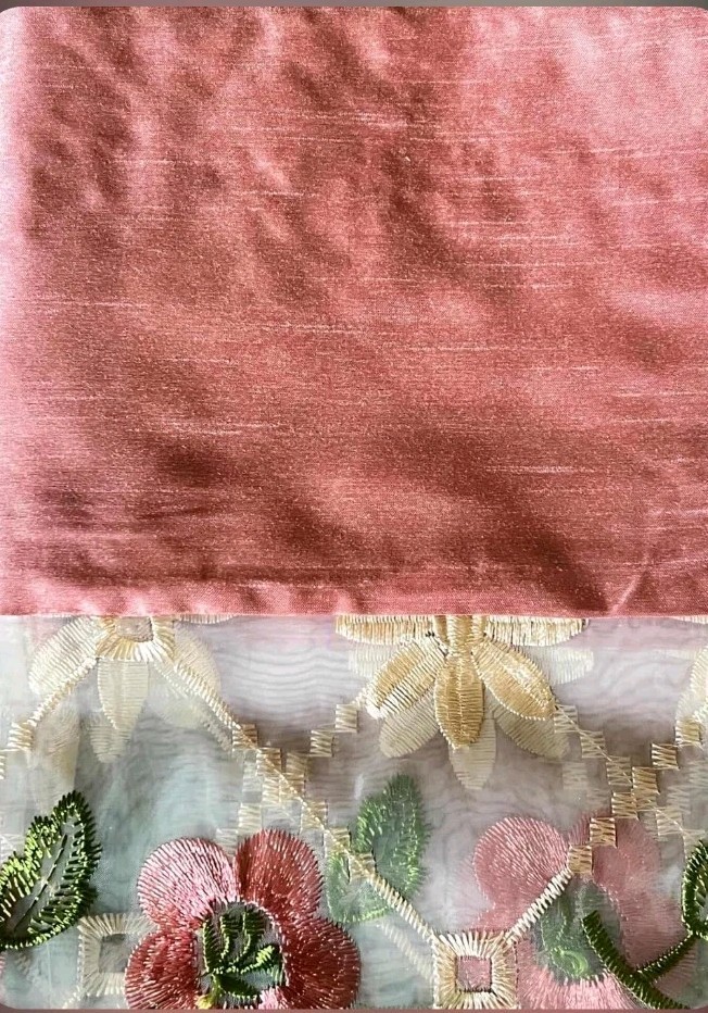 3pc Embroidery Kitchen Curtain «Blush Pink Flower» New FREE SHIPPING