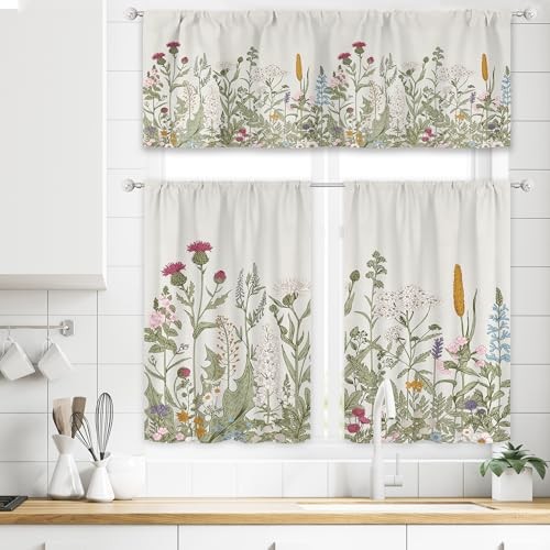 Rustic Flower Valances Curtains Rod 52″W x 18″L (Pack of 1) 01green Leaves