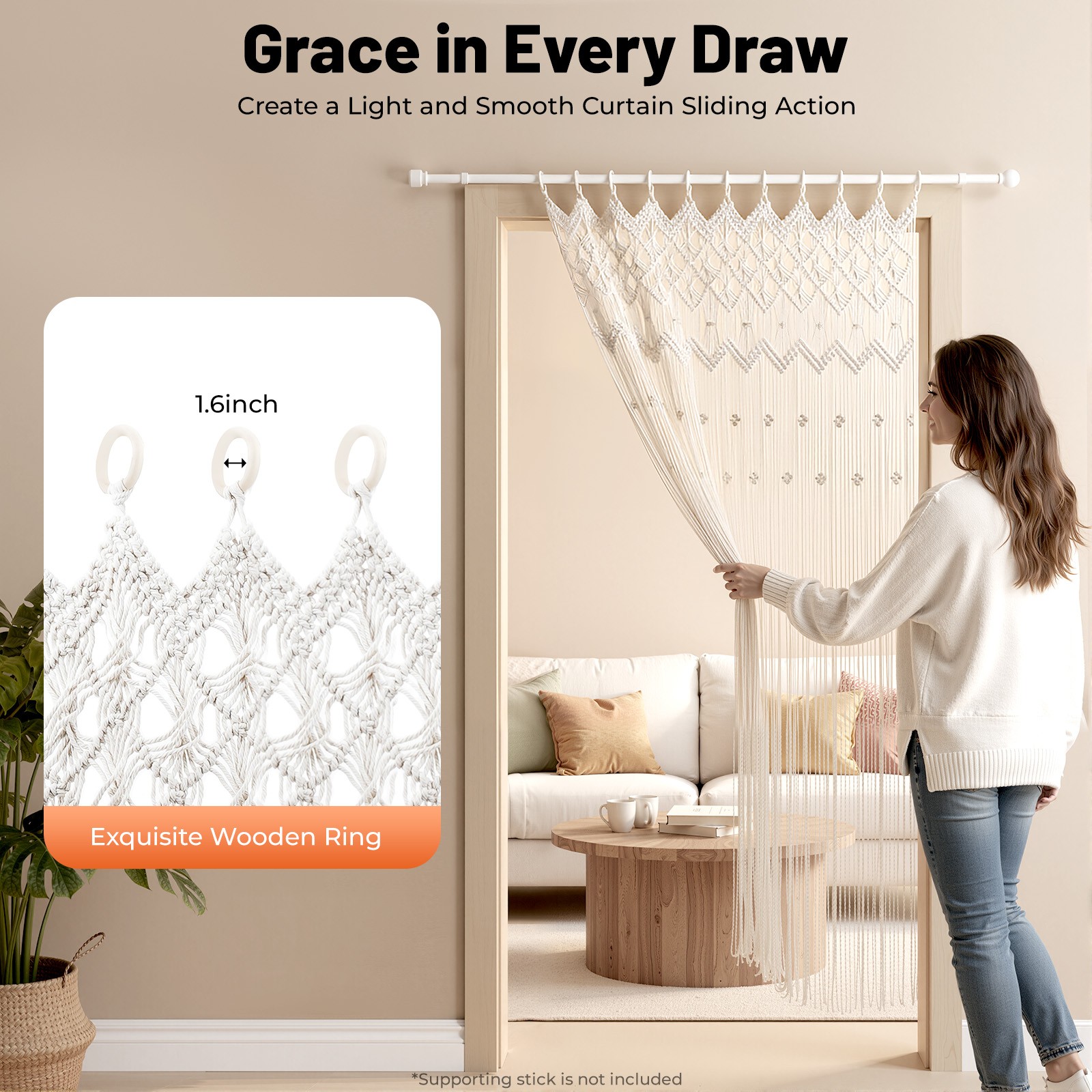 Handmade Macrame Wall Hanging Boho Home Backdrop Door Window Curtain Decor
