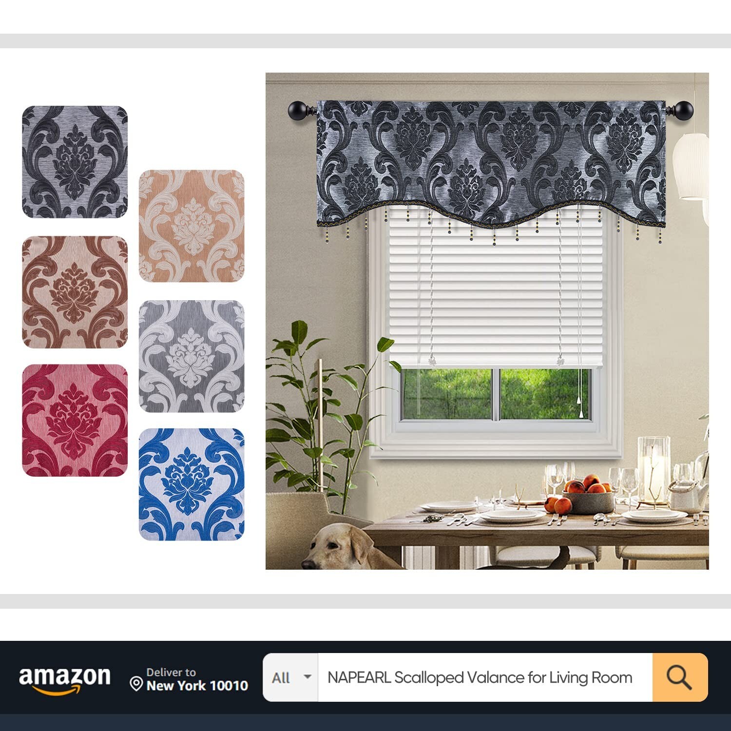 NAPEARL Jabot Curtains Valances and Swags-European Style Kitchen Window Valan…