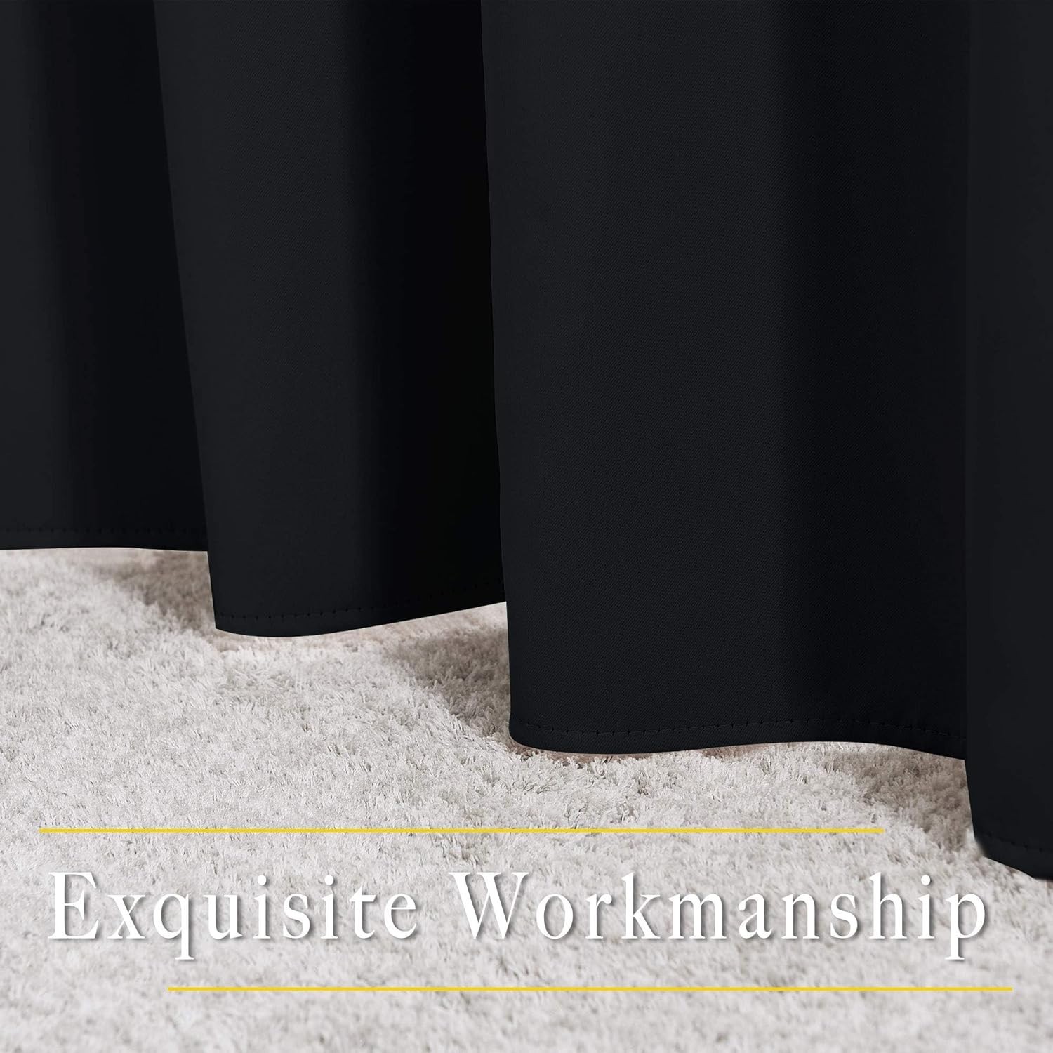 Set of 2 Luxurious Blackout Grommet Curtains for Bedroom & Living Room