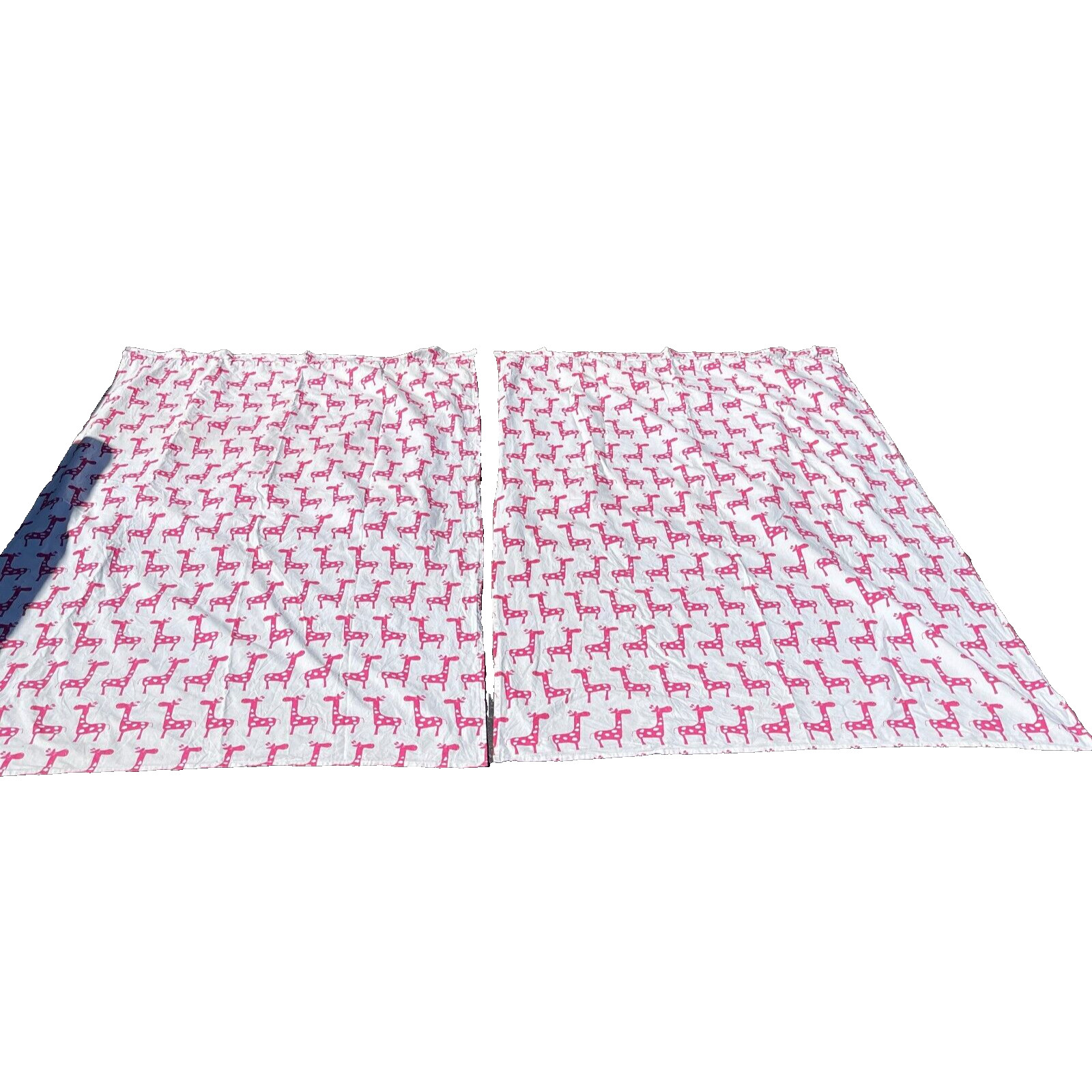 Set of 2 Whimsical Giraffe Curtains 76×50 Pink on White Custom Window Panels