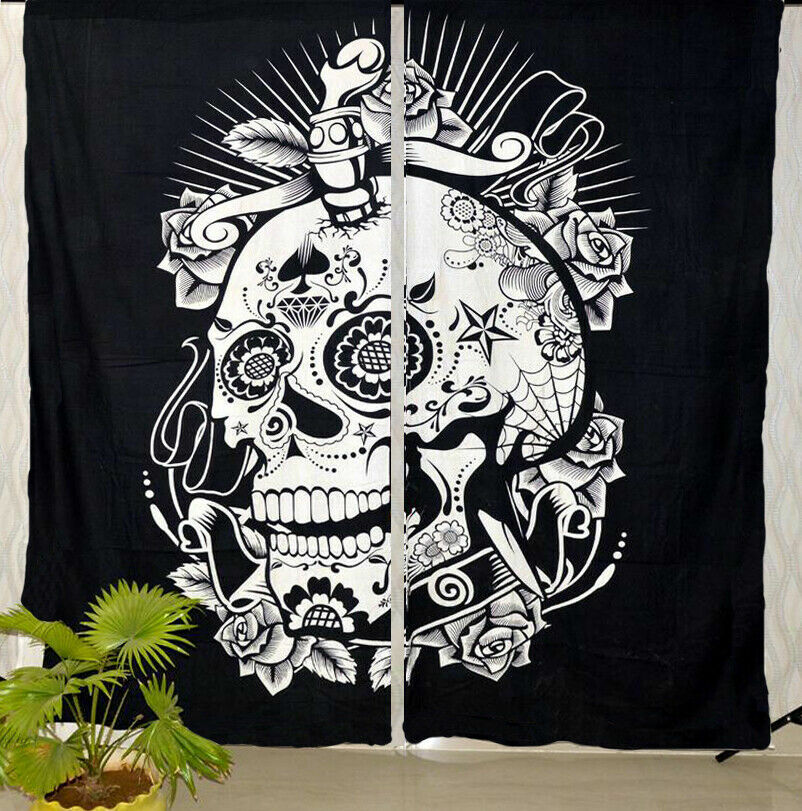 Skull Indian Tapestry Curtain Wall Hippie Hanging Bohemian Gift Bed Home Office