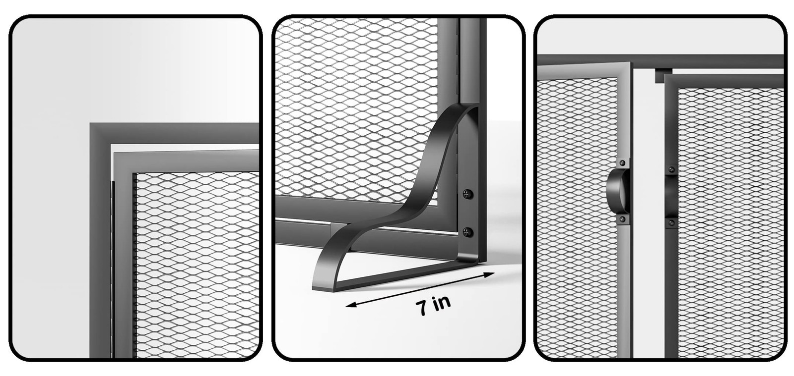 Fireplace Screen with Magnetic Doors, 2-Pannel Handcrafted Solid Wrought Iron…