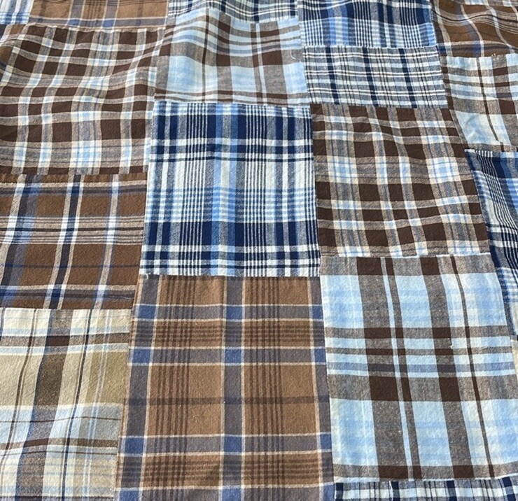 Pottery Barn Madras Patchwork Drapes 1Pair (2 Panels) Blue Brown Plaid