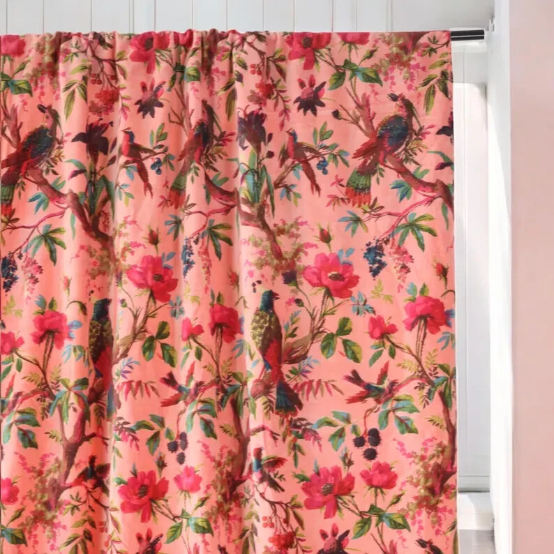 Peach Velvet Curtain Drape Window Decor Door Curtain Blackout Luxury Curtain