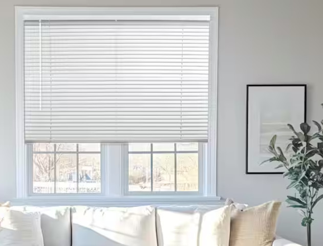 Cordless Light Filtering Vinyl Mini Window Blinds 1″ Slats, White 54″ W x 72″ L