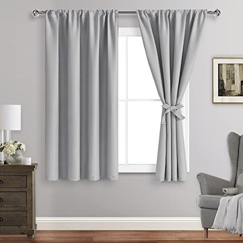 Blackout Curtains for Bedroom – Thermal 42″W x 45″L (Pack of 2) Silver Grey