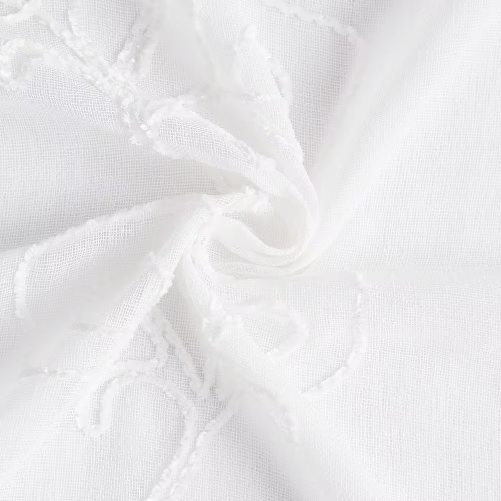 White Floral Grommet Room Darkening Curtain – 38 In. W X 84 In. L (Set of 2)