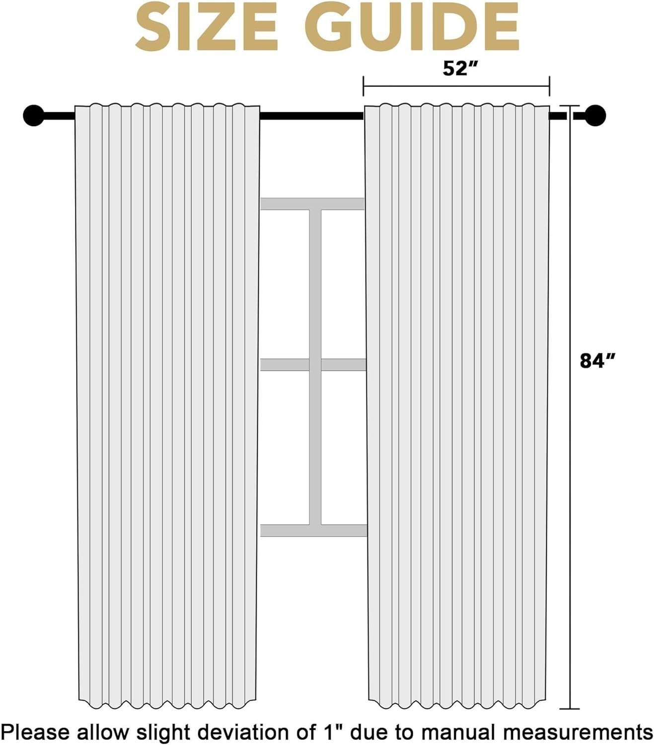 Blackout Curtains 84 Inch Length 2 Panels Set for Living Room Bedroom, Back T…