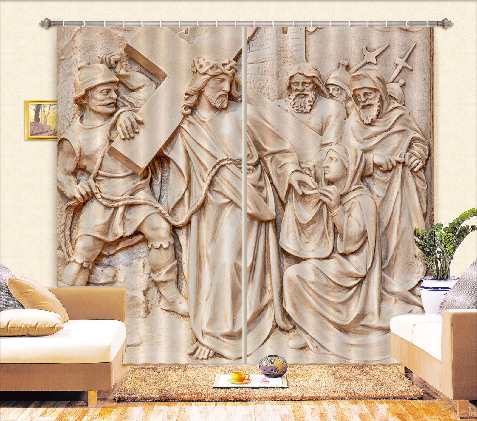 3D Cross Jesus Religion ZHUA2184 Photo Curtain Window Blockout Fabric Amy 2023