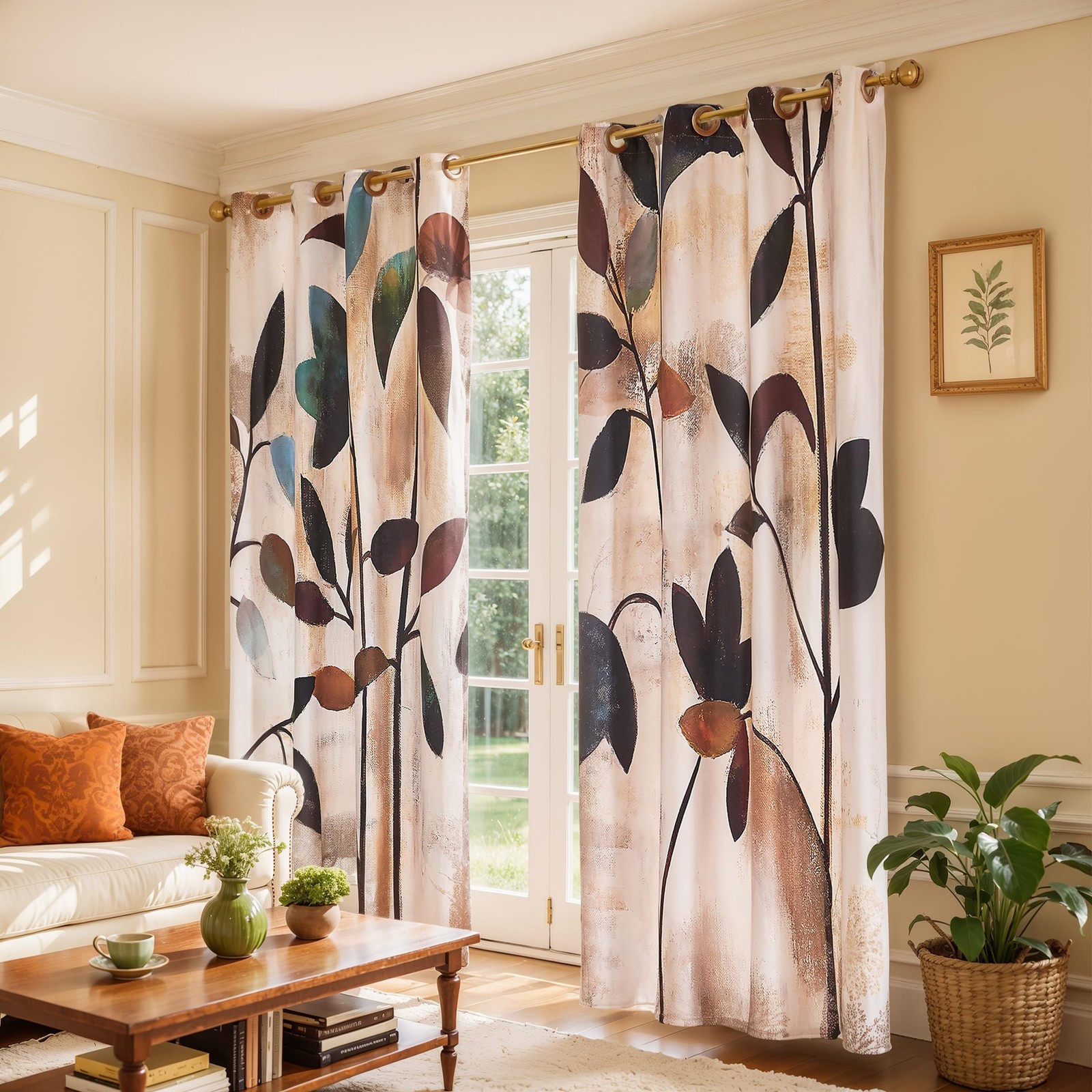 Blackout Curtains 52Wx84L, Room Darkening Floral Curtains, Thermal Insulated