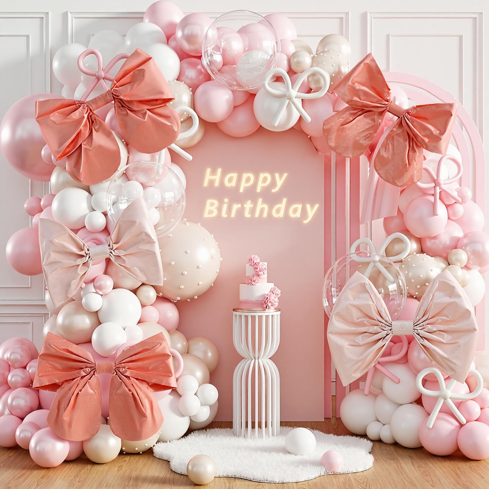 5 Pcs Large Pink Bow Party Decorations 15.7»-27.6» Big Satin Ribbon Bows Ha…
