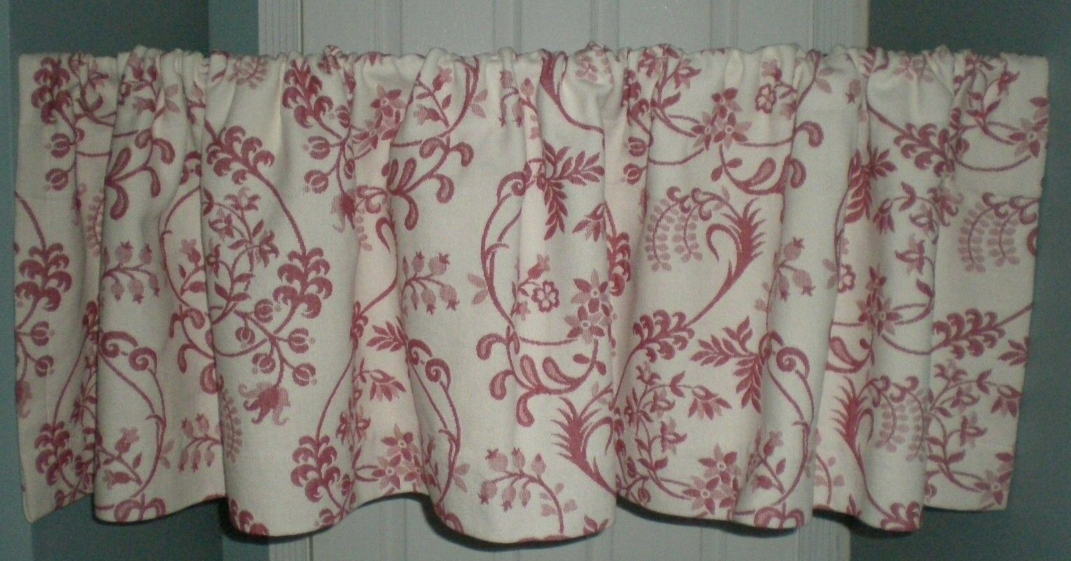 JCPenney Valance Scrollwork Botanical Brocade Rosewood White 78″W x 18″L 2 avail