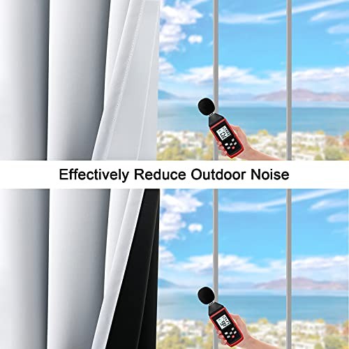 100% Blackout Curtains 84 inch Length for 52″W x 84″L (Pack of 2) Ash White