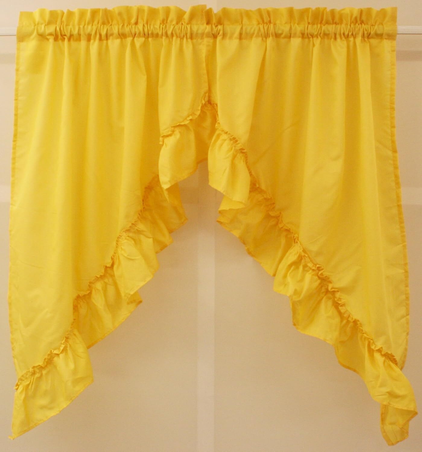Stacey Solid Light Filtering Cafe Curtain Tier or Valance or Swag Yellow
