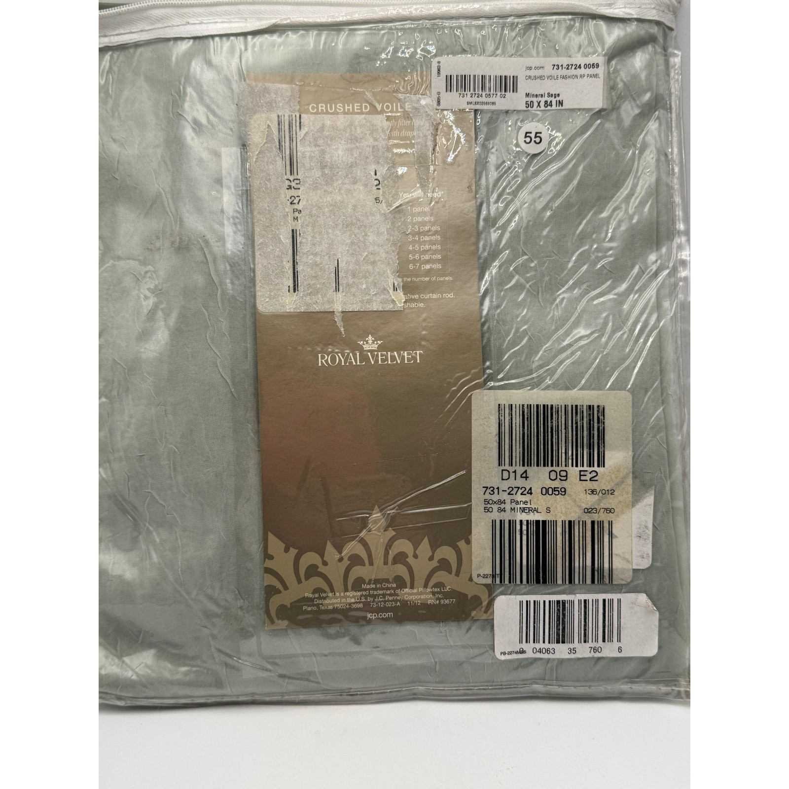 Royal Velvet Crushed Voile Rod-Pocket Panel Measuring 50 Inches by 84 Inches.