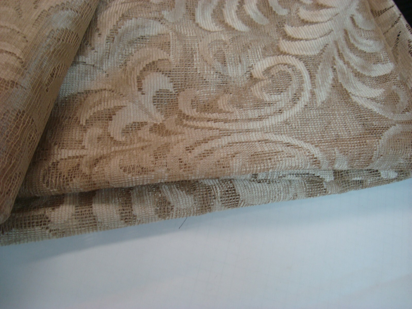 New One Lace Crochet CURTAIN Panel Jacquard Fleur de lis Ecru 60″ x 96″ lg