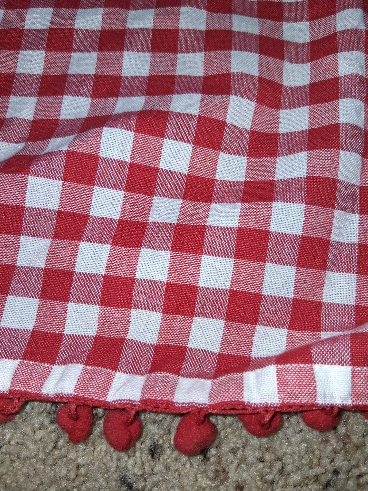The Pioneer Woman Gingham Kitchen Curtain Set White Red 4 Pc (ALTERED TIERS)