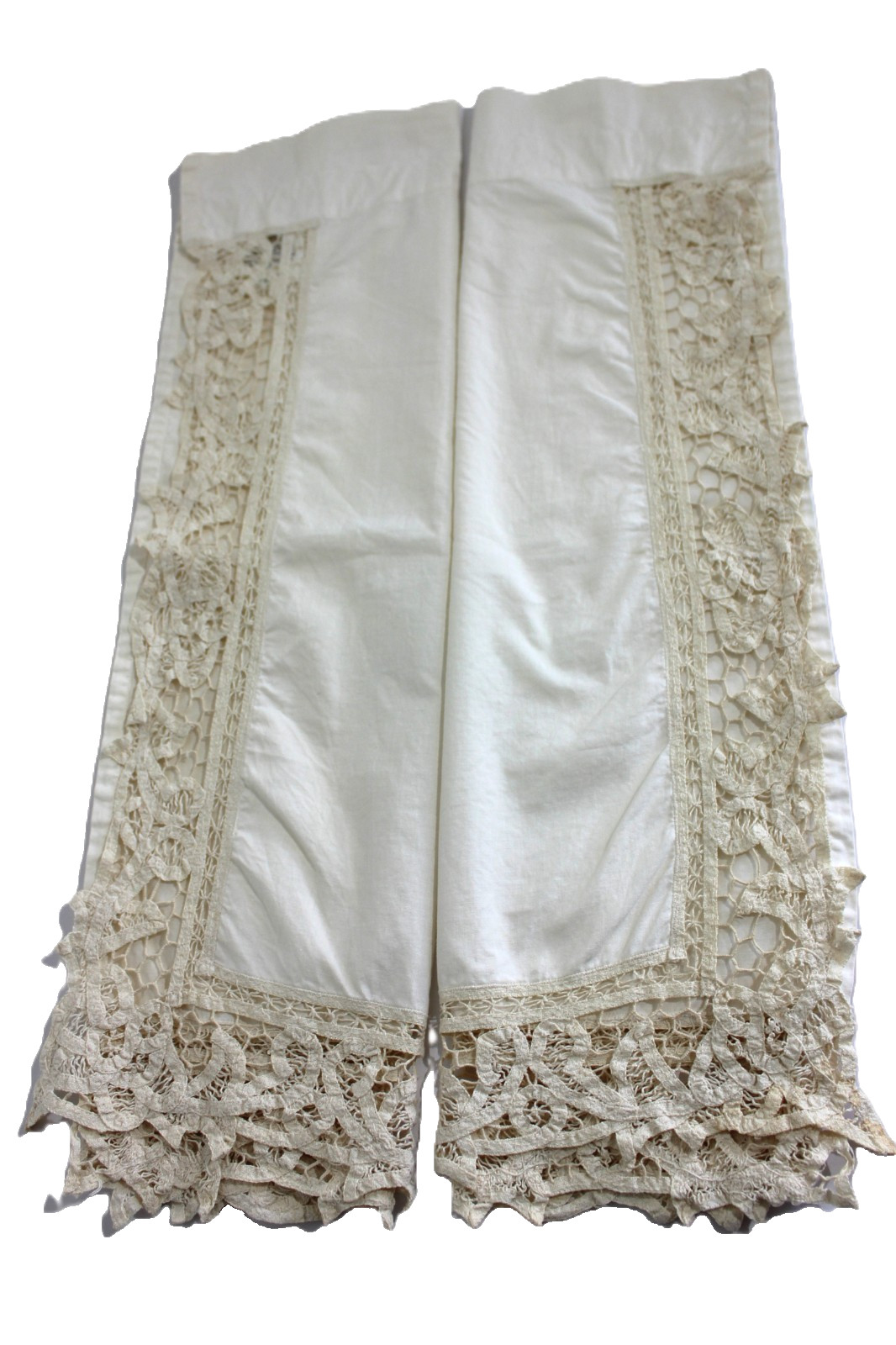 Vtg Martha Stewart Battenburg Lace Curtains 2 Sets (4 Panels) 29×24″