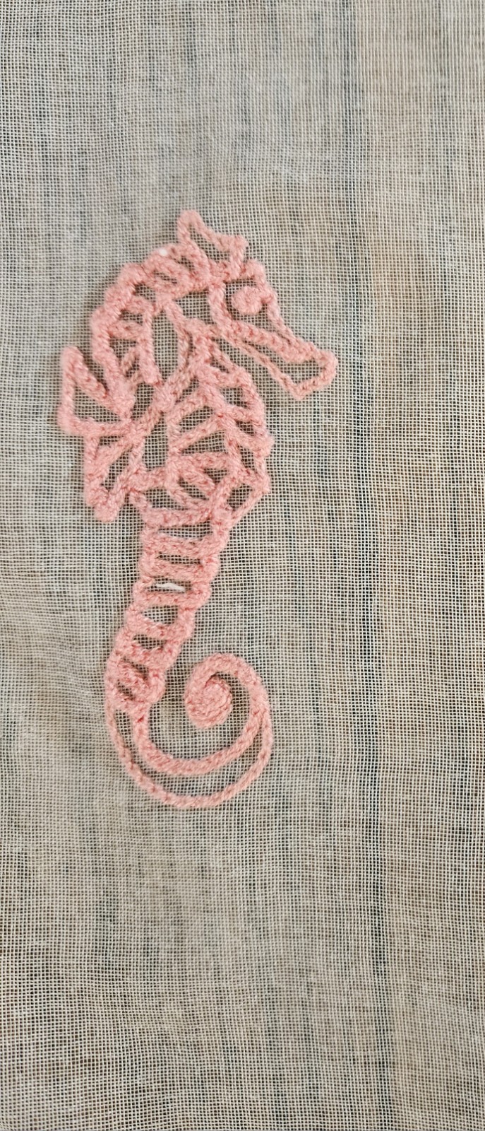 Nanette Lepore Coastal Collection Sheer Embroidered Pink Seahorse Panels 35×83.5