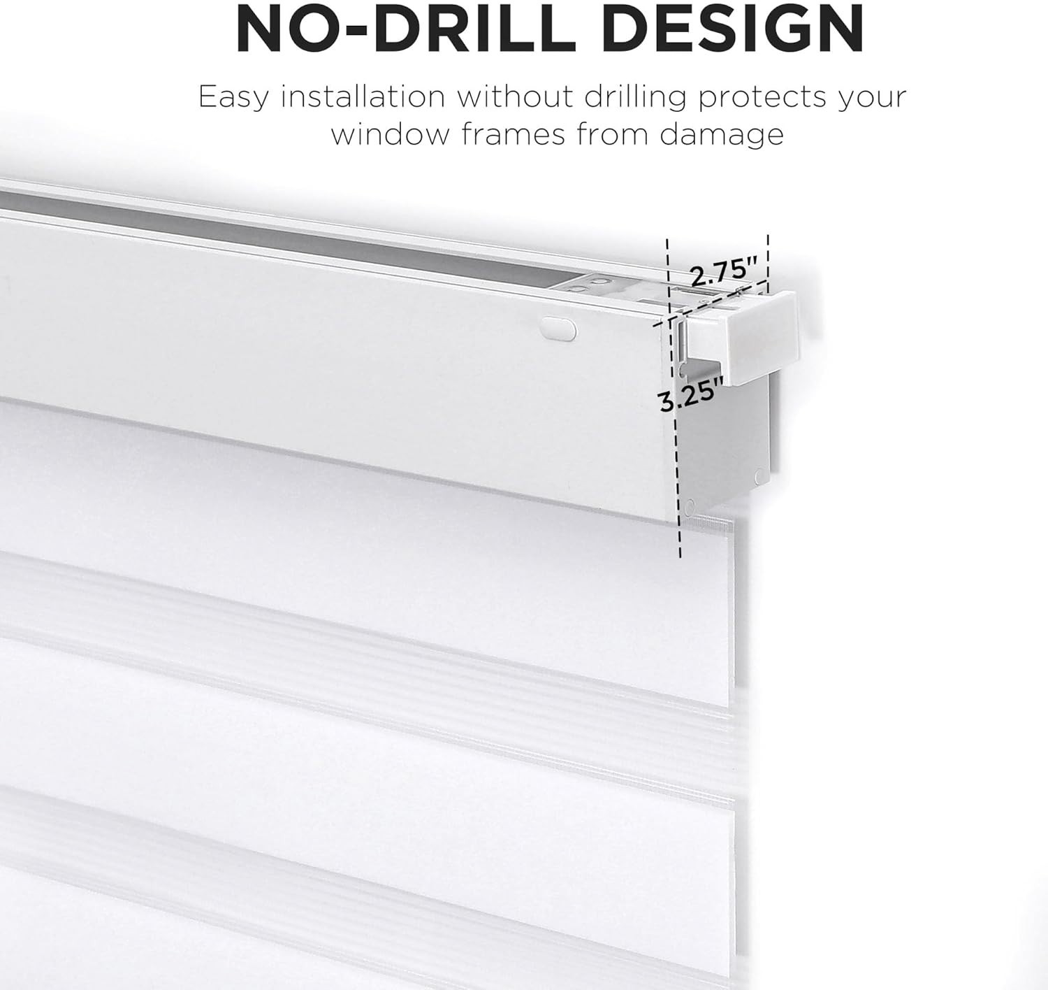 No Drill Zebra Blinds Cordless Day & Night Roller Shades White 51″ W x 75″ H