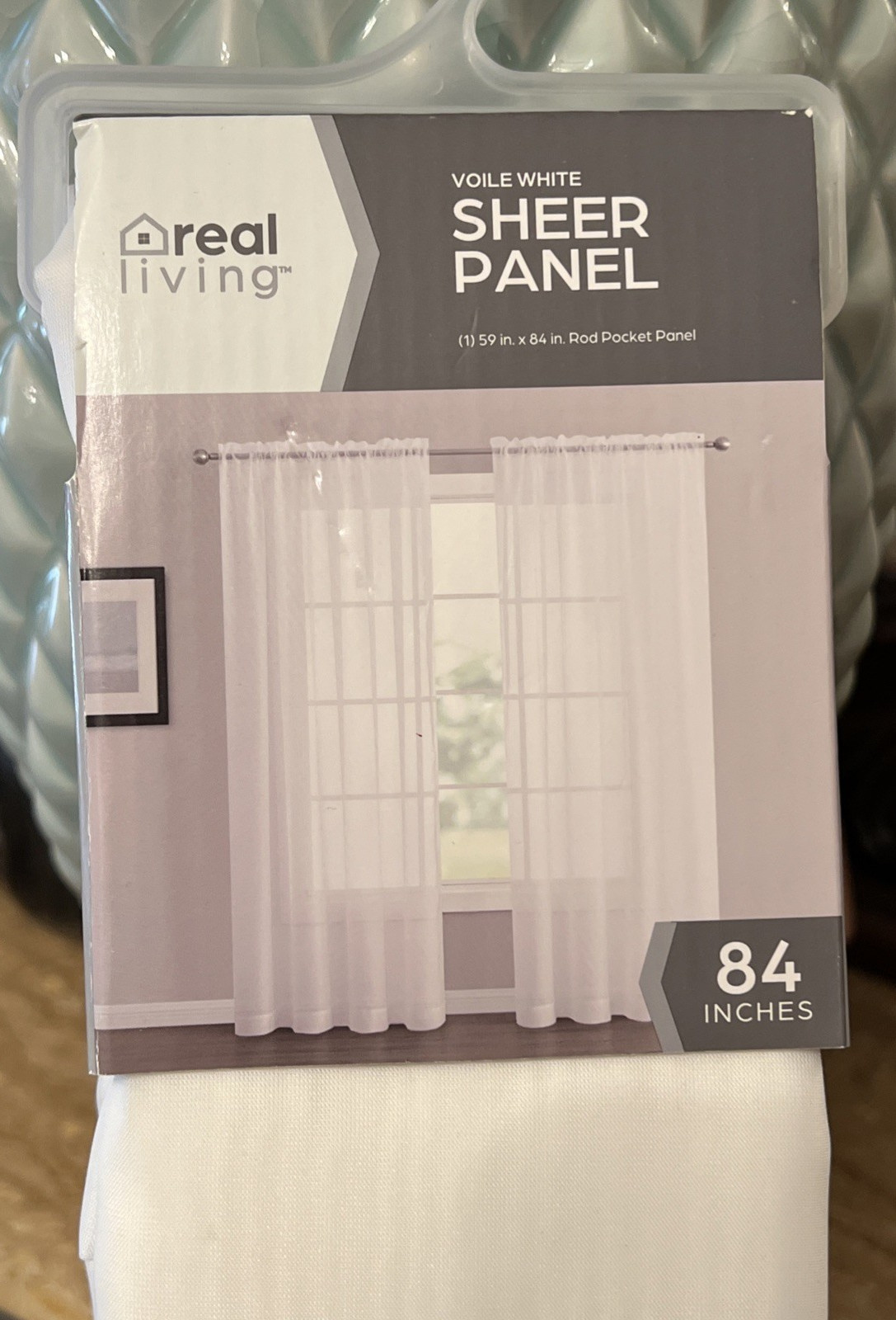 REAL LIVING VOILE WHITE SHEER PANEL 59” x 84” Rod Pocket design 100% Polyester