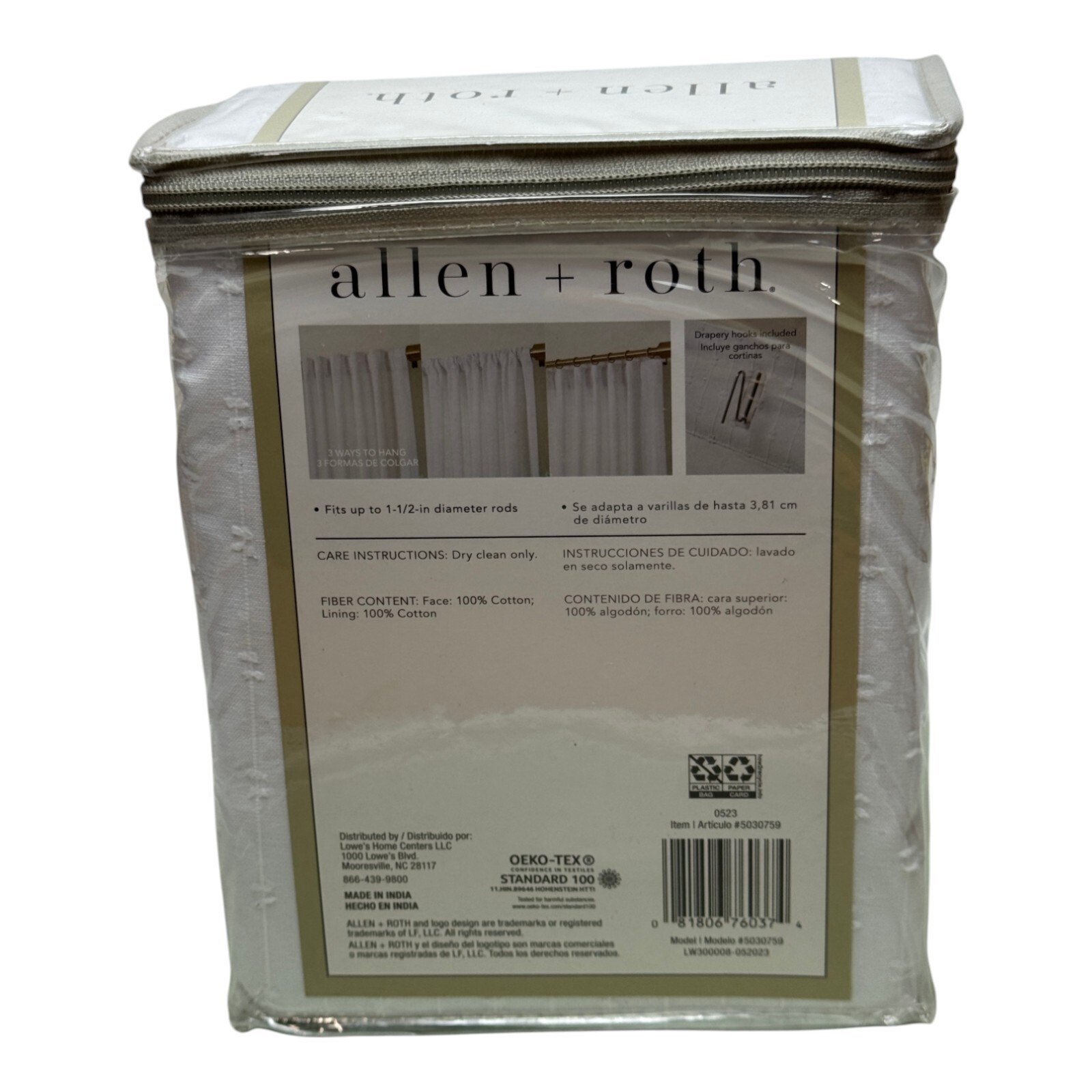 2PK – Allen + Roth 50 x 96 Shavano Ivory Linen Rod Pocket Curtain Panel, 5030759