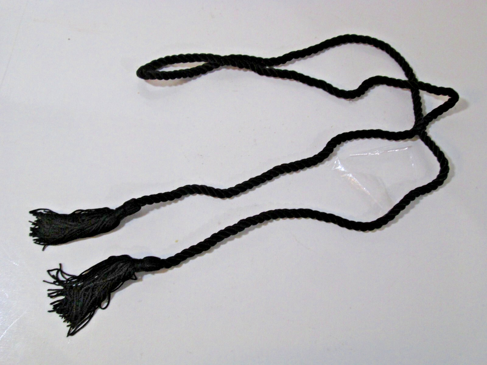 Extra Long Curtain Tieback Weaved Cord Belts 5/8″ with End Tassel Black 67″