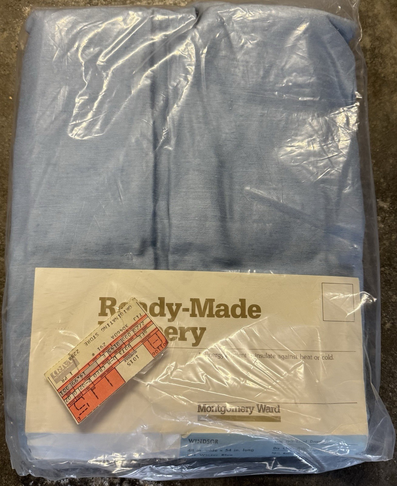 Vintage Pair Ready Made Drapery Montgomery Ward Blue 48″W x 54″L Cotton