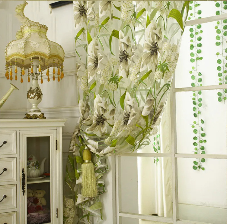 55in x 94in White Striped Translucent Burnout Curtain Light-Filtering Set of 2