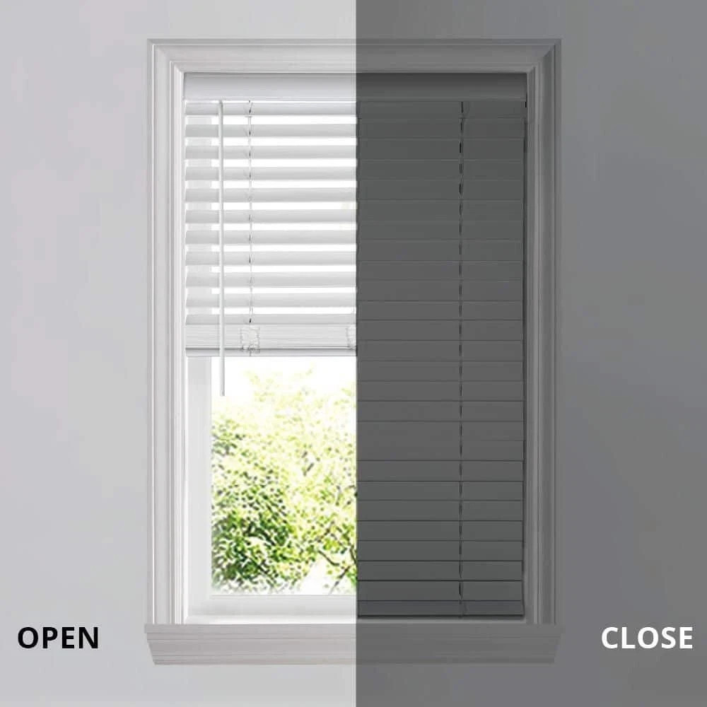 White Cordless Faux Wood Blinds 2-in Slats 9×36 Home Window Treatment