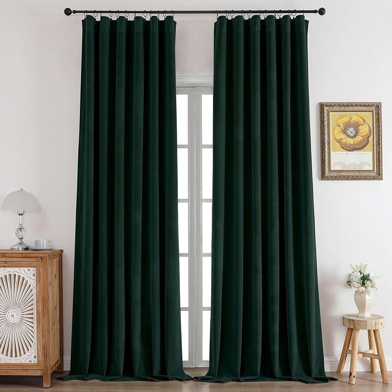 Velvet Curtains Room Darkening Thermal Insulation Noise Reduction 2 Panels 52×72