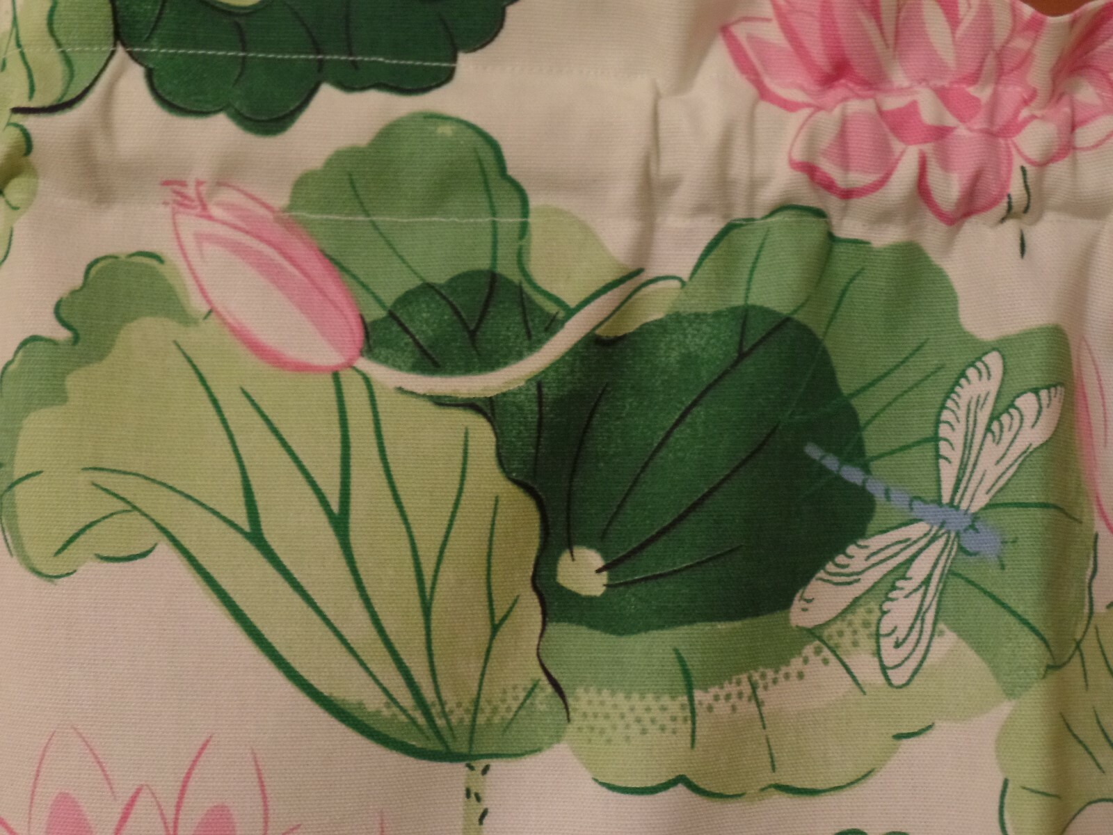 Green Lotus, Pink Flower, Gold Koi Fish, Handmade Door, Bedroom Window VALANCES