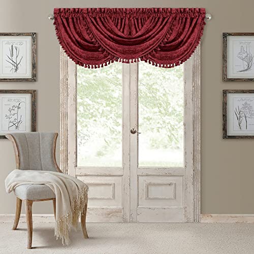 Home Fashions Antonia Floral Damask Waterfall 52″W x 36″L (Pack of 1) Rouge
