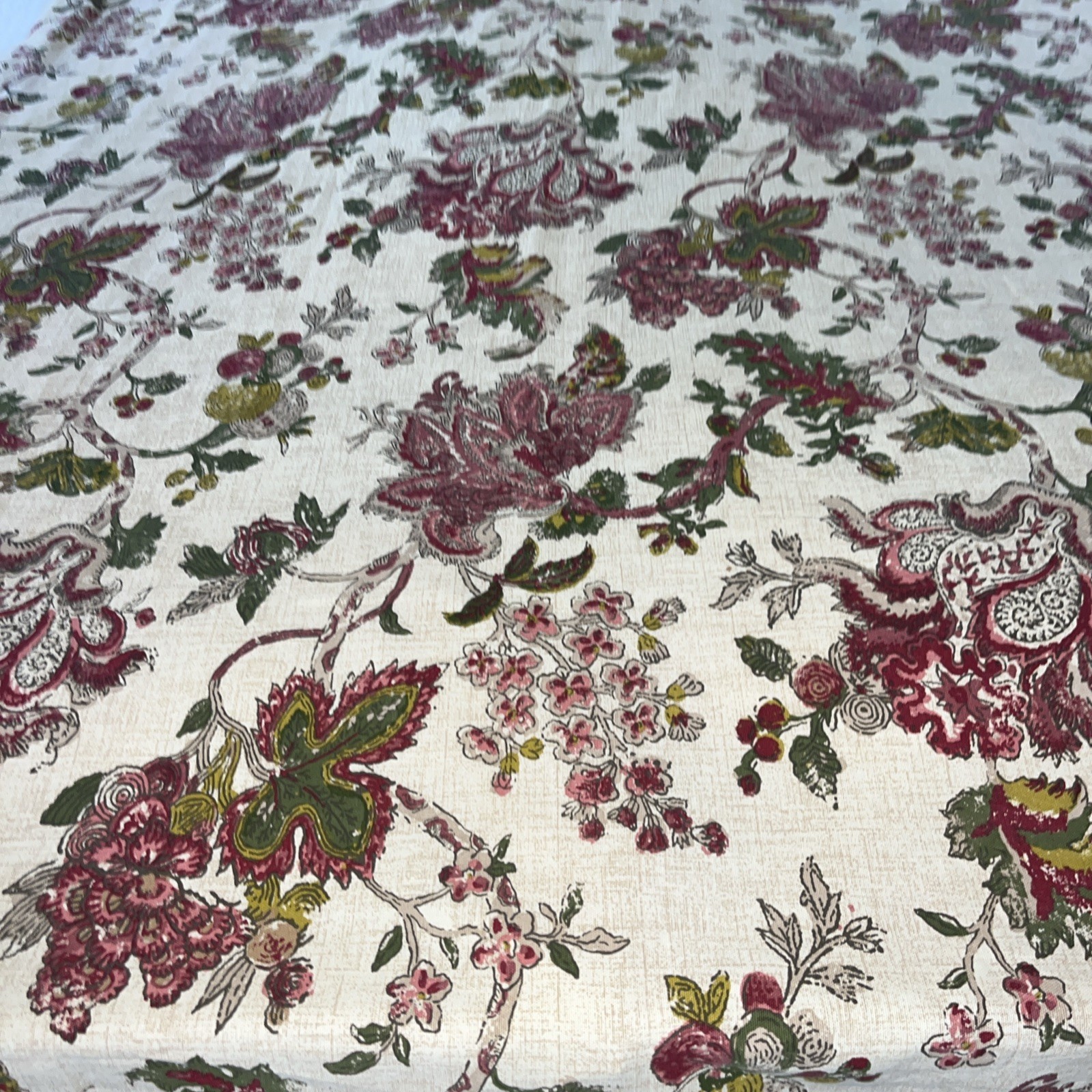2 Rose Tree Palampore Floral Jacobean Lined Curtain Panels Burgundy 49×86”