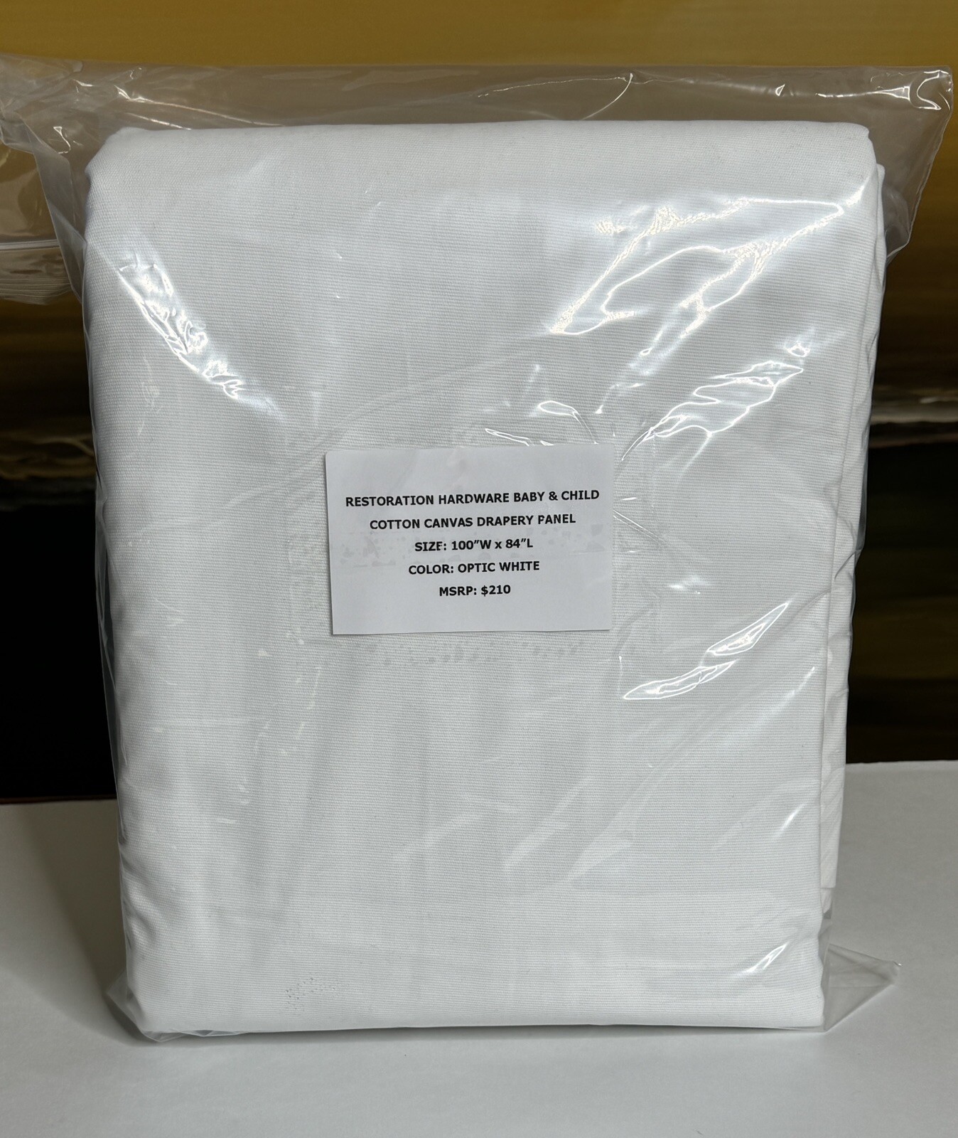 Restoration Hardware Cotton Canvas Drapery RP 100″W x 84″L Optic White $210