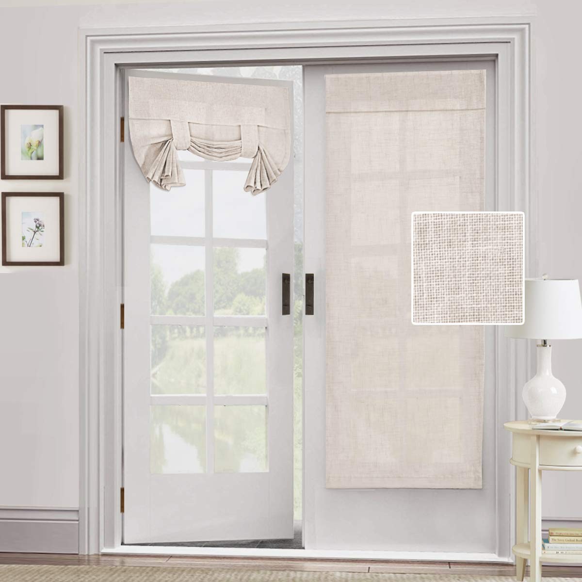 Natural Linen Curtain Panel 26×68 Inches Semi Sheer Privacy Indoor Outdoor Use