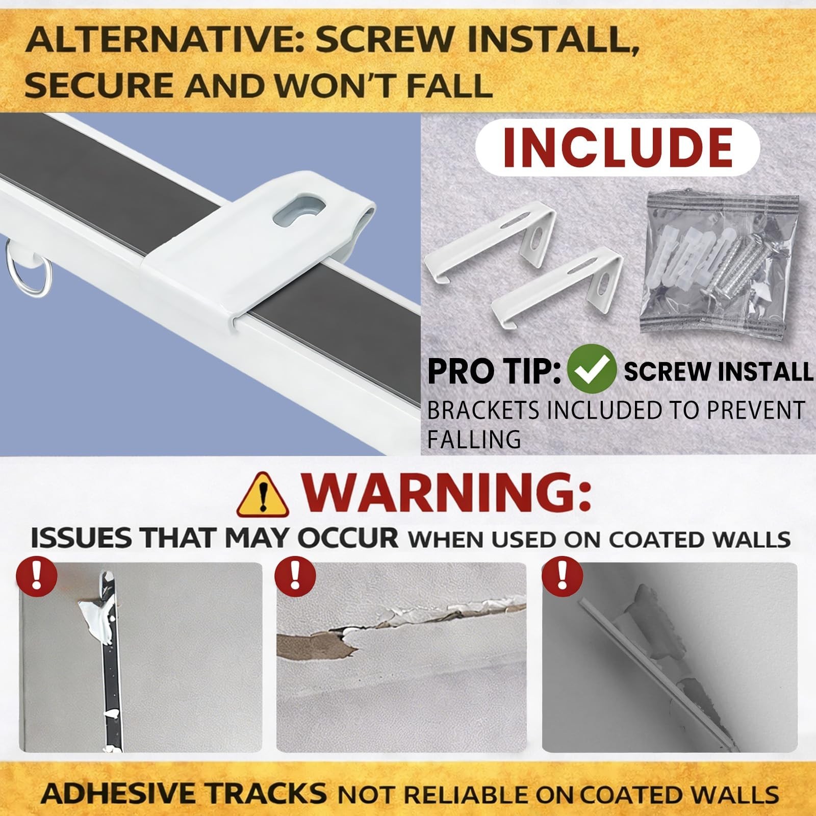 AJAZZ Self Adhesive Ceiling Curtain Track (4.72FT,1.44M, White) Curtain Track…