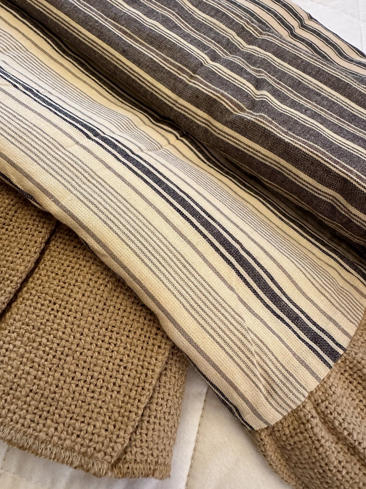 Pair Farmhouse Curtain Valances Beige Gray April & Olive VHC Brands 19×72”
