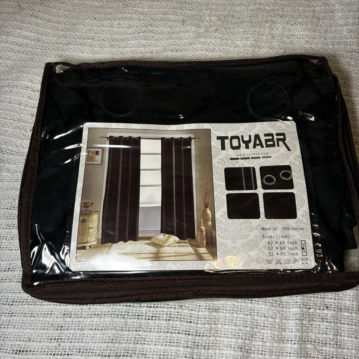 TOYABR Black 100% Cotton Curtain Panels with Grommets, 52×63/84/95 in, Modern