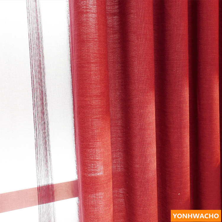 High-grade wedding room cotton linen festive solid red cloth curtain drapes N927