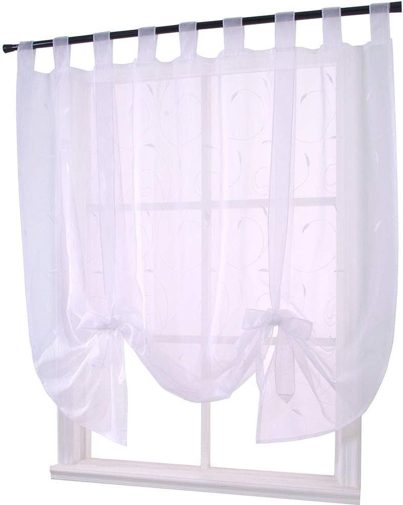 Adorable Bowknot Tie up Roman Curtain Tab Top Semi Sheer Kitchen Balloon Window