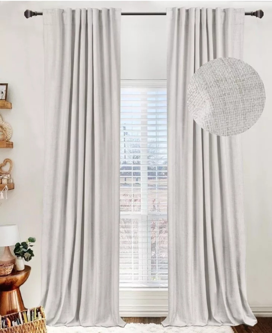 100% Blackout Curtains, LINEN, Cream Color, 50″ x 84″ , Heavy Duty, Day To Night