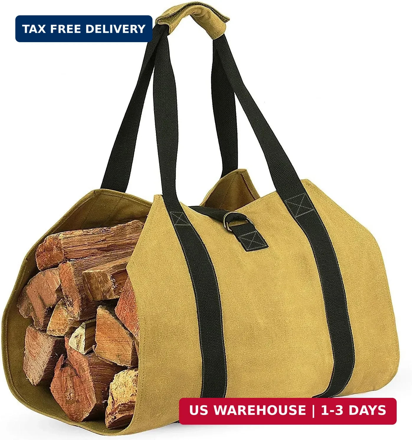 Firewood Carrier Bag with Handle, Heavy Duty Canvas Firewood Tote Bag 35.8 x 18
