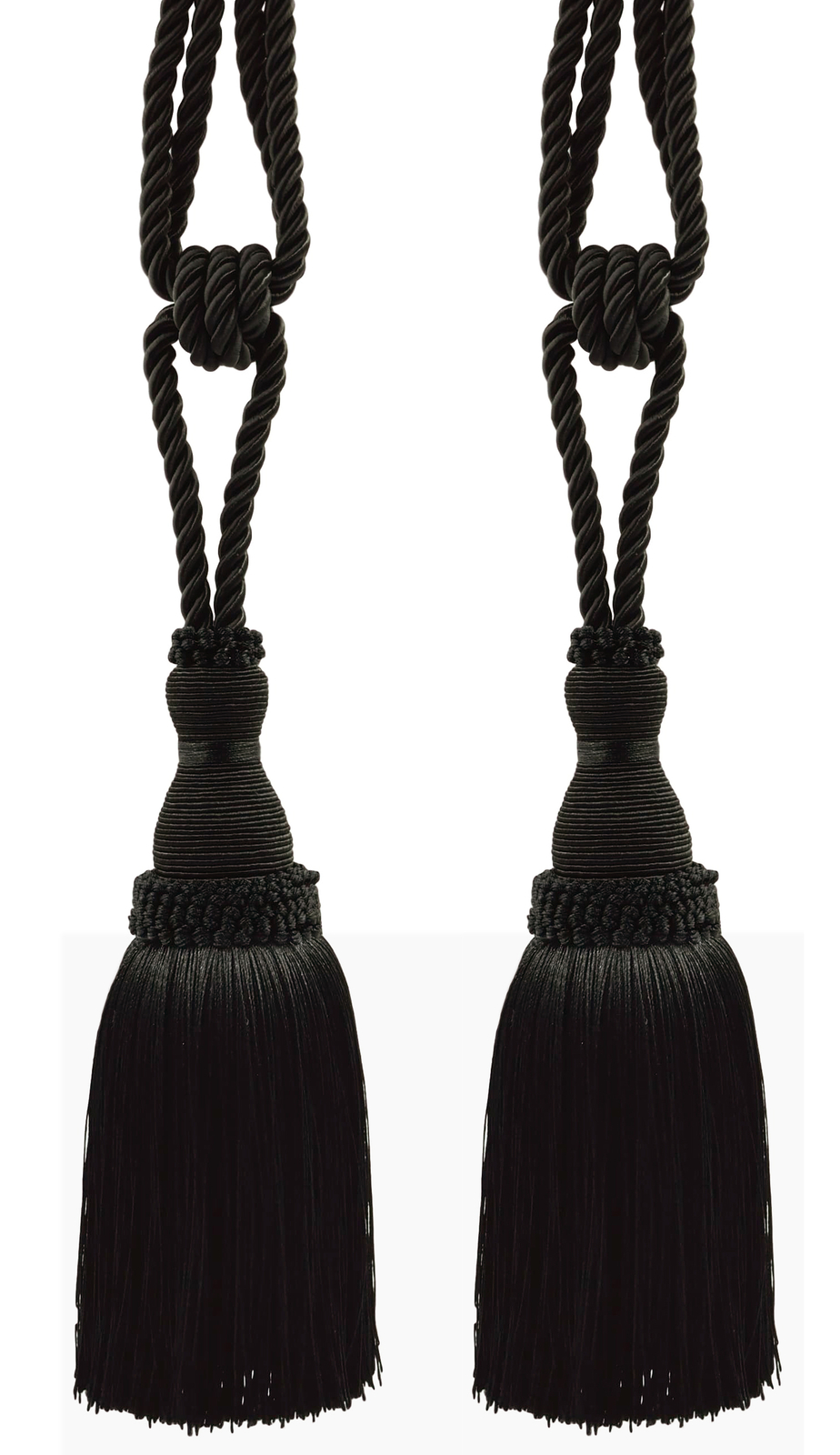 DÉCOPRO Tassel Tieback, Style# TBH8, Color# K9 – Pure Black [Set of 2]